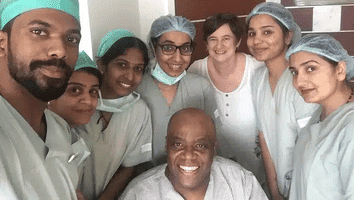 Smiling HSCT patient with the nursing and medical team at HSCT Hospital India
